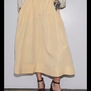 Zara Soft Yellow Midi Skirt